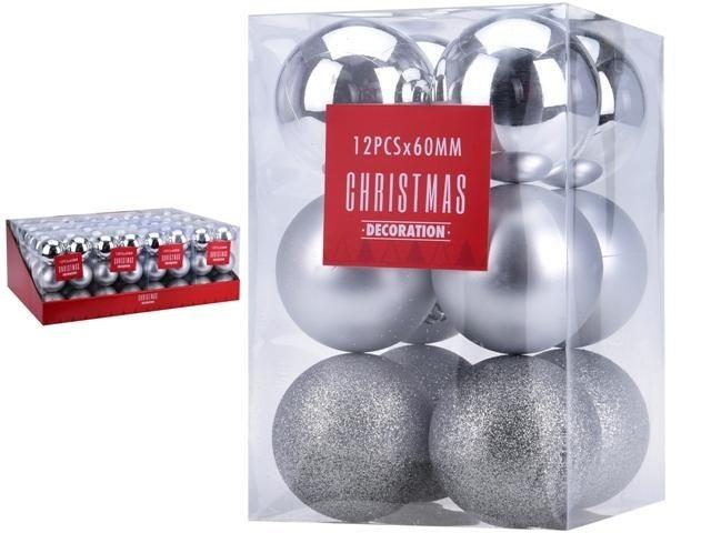 Jucarii de brad Christmas Globuri 12X60mm argintiu