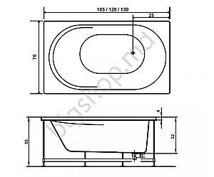 Cadă de baie Mano ROSE 120X70 CM