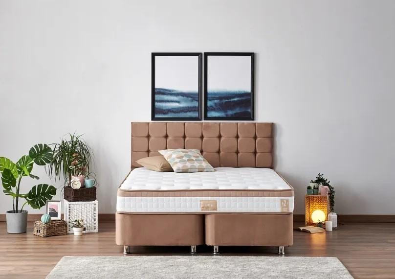 Pat Trendy Latte 160x200 cm Maro Deschis (Cu Saltea)