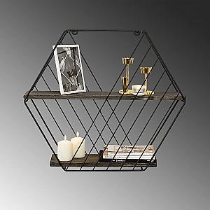 Raft de perete Trendy Anemone Vulgaris Negru/Nuc inchis (Maro)