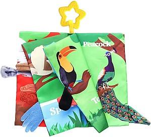 Carte educationala Kikka Boo Cloth book with teether Bird Tails