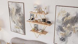 Raft de perete Trendy Prizma Auriu/Maro