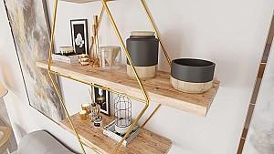 Raft de perete Trendy Prizma Auriu/Maro