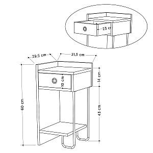 Noptiera Trendy Sirius Left Stejar (Bej) v2