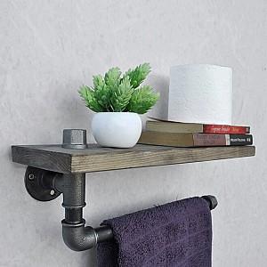 Raft pentru baie Trendy Boruraf035 Negru/Nuc (Maro)