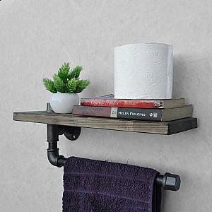 Raft pentru baie Trendy Boruraf035 Negru/Nuc (Maro)