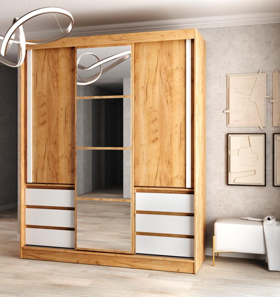 Dulap-cupe ML Mobila Nais 3D 1.8 m Stejar Auriu/Alb