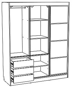 Dulap-cupe ML Mobila Nais 3D 1.8 m Stejar Auriu/Alb