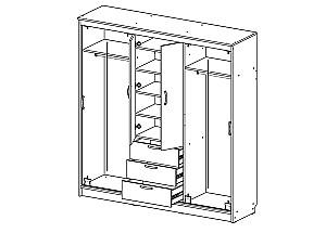Dulap-cupe ML Mobila Diplomat 2000 Stejar Kraft Gri