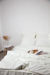 Albituri de pat TEP Stripe Satin 200x220 cm Pure White