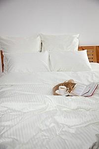 Albituri de pat TEP Stripe Satin 200x220 cm Pure White