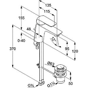 Baterie pentru lavoar Kludi DN 15 Ameo XL (410230575)