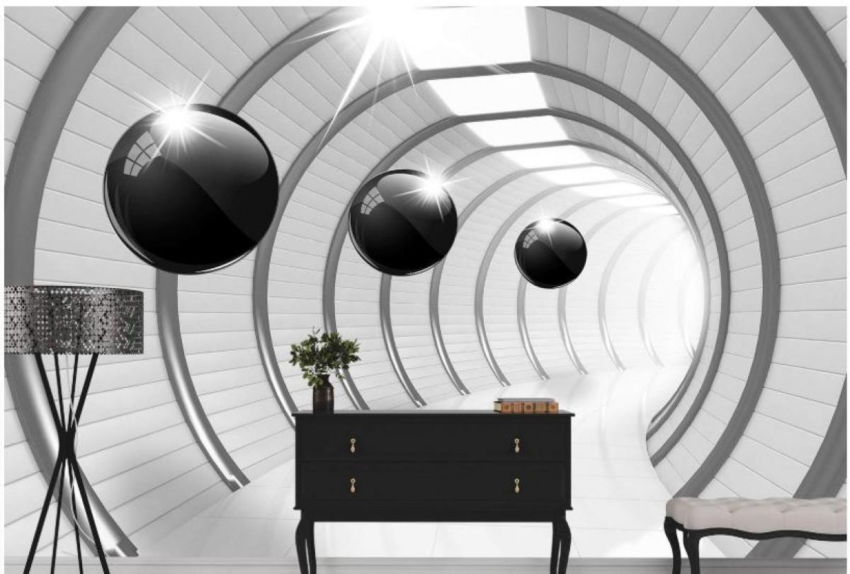 Fototapet 3d Art.Desig Bilele negre și tunelul_2