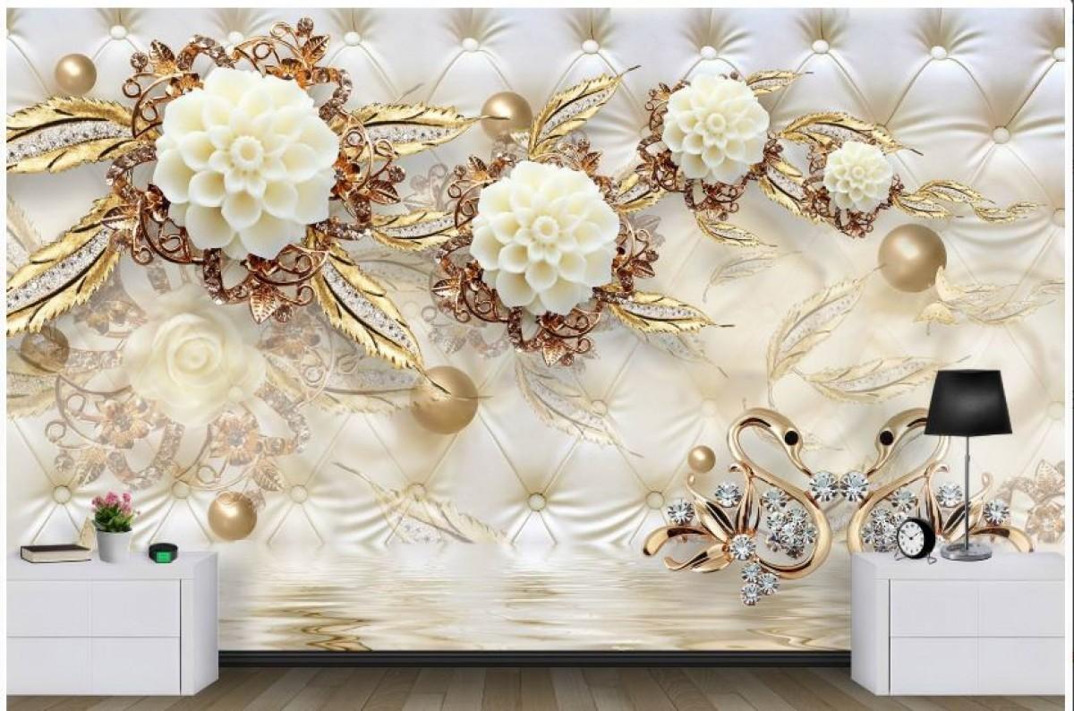 Fototapet 3d Art.Desig Flori decorative pe piele decorativă