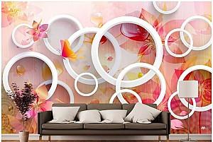 Fototapet 3d Art.Desig Cercuri cu flori abstract