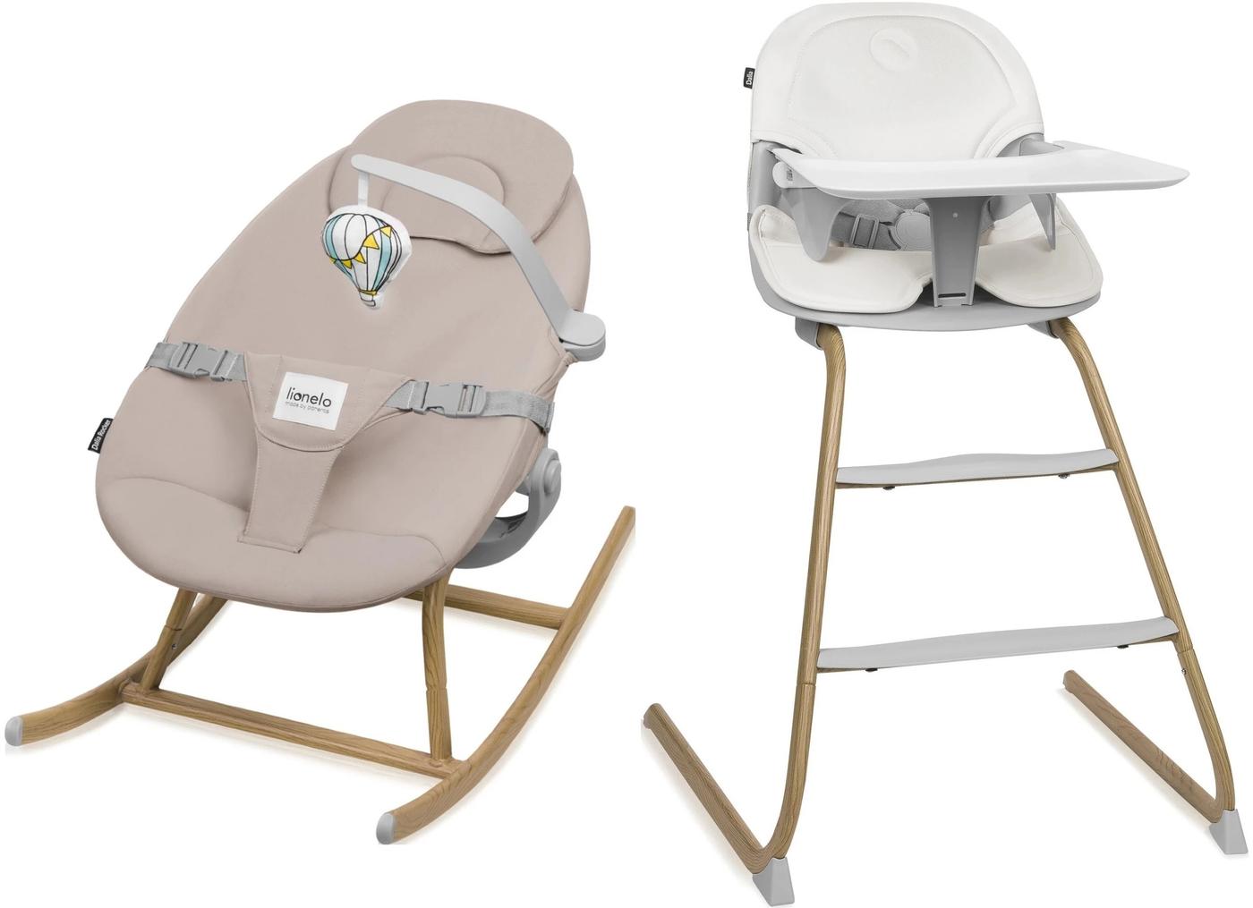 Scaun de masa multifunctional Lionelo Dalia Grey Stone Natural + Balansoar