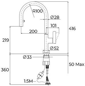 Robinet bucatarie Teka Oval 9382 Black
