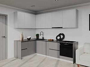 Set mobila bucatarie Bayro Monti Cucine 2.6x1.6 m Light Grey / Stone Grey