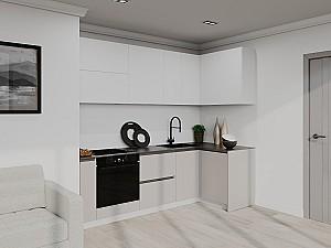 Set mobila bucatarie Bayro Monti Cucine 2.4x1.2 m White Mat / Trend Grey