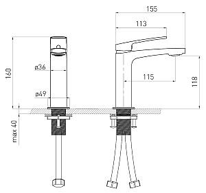 Baterie pentru lavoar VOLLE Cante (1512.011101)