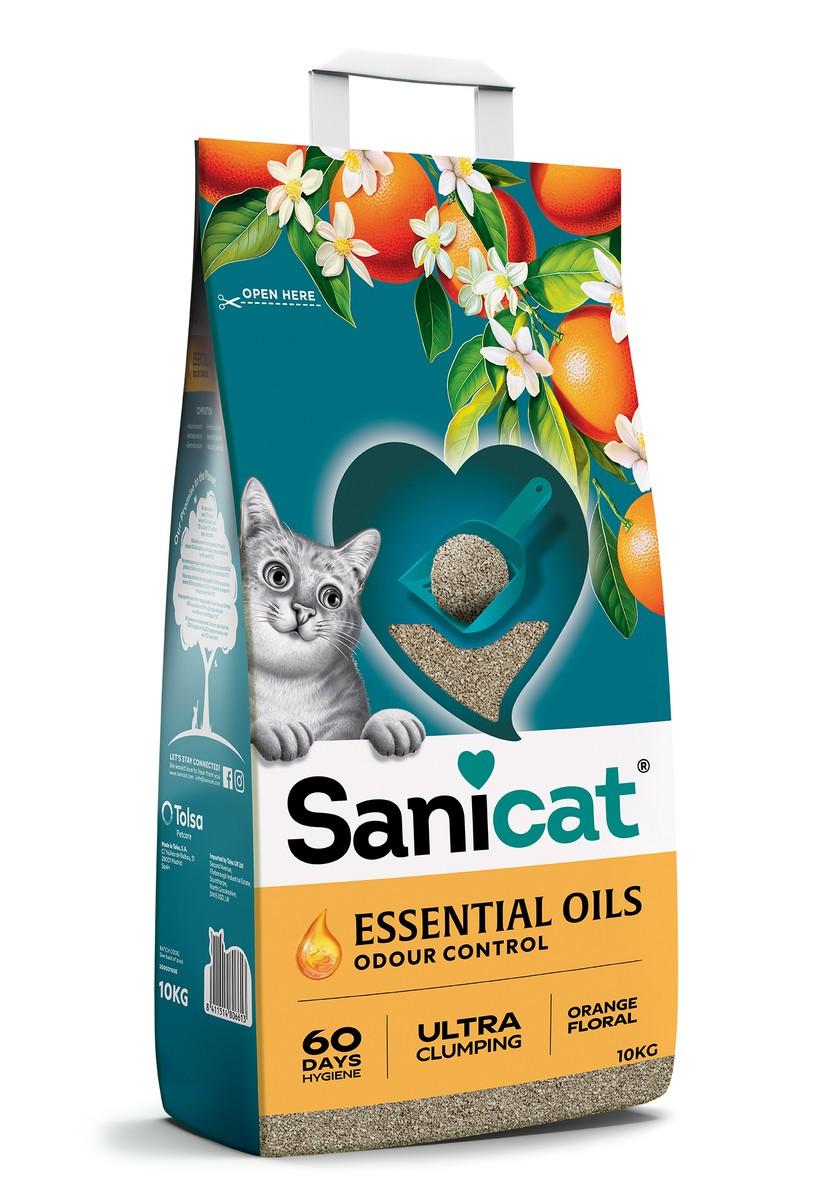 Asternut pentru litiere Sanicat Essential Oils Orange Floral 10 kg