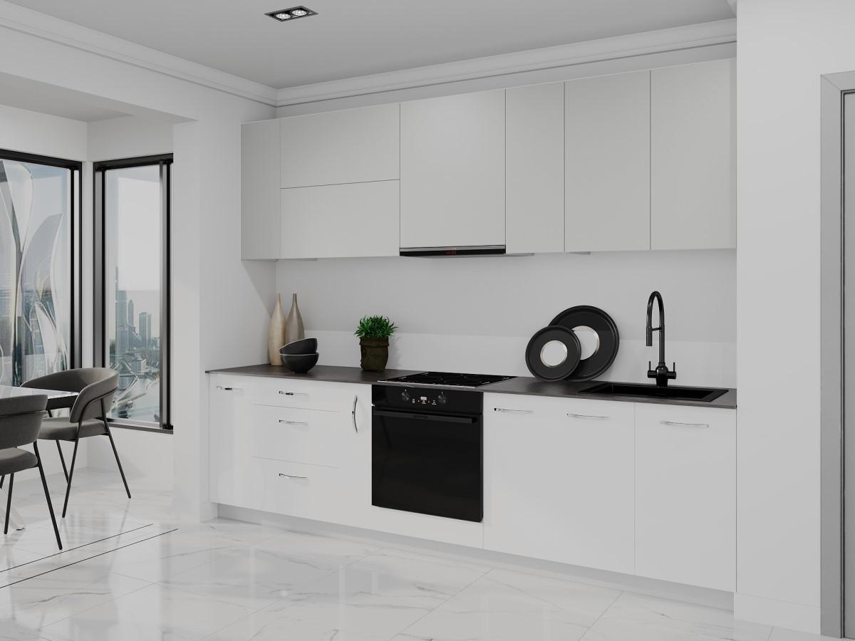 Set mobila bucatarie Bayro Spring 2.8 m Light Grey / White Mat