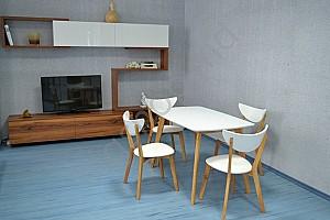 Set de masa si scaune Evelin Cooper White/Bella Beech + 4 scaune Cameroon White/Bella Beech