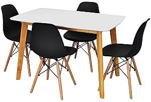Set de masa si scaune Evelin Cooper White / Bella Beech + 4 scaune LC-021 Black