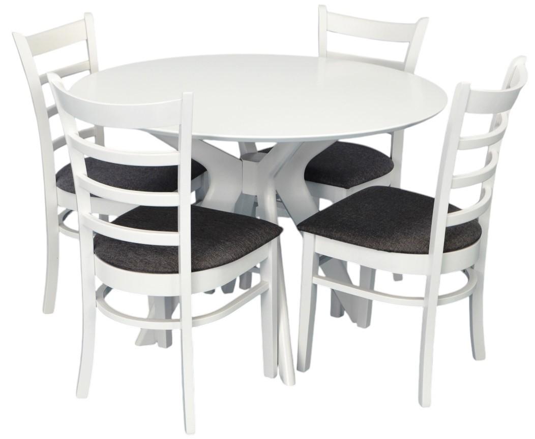 Set de masa si scaune Evelin Raffles Round White + 4 scaune COCO White / NV-10WP Grey