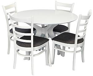 Set de masa si scaune Evelin Raffles Round White + 4 scaune COCO White / NV-10WP Grey