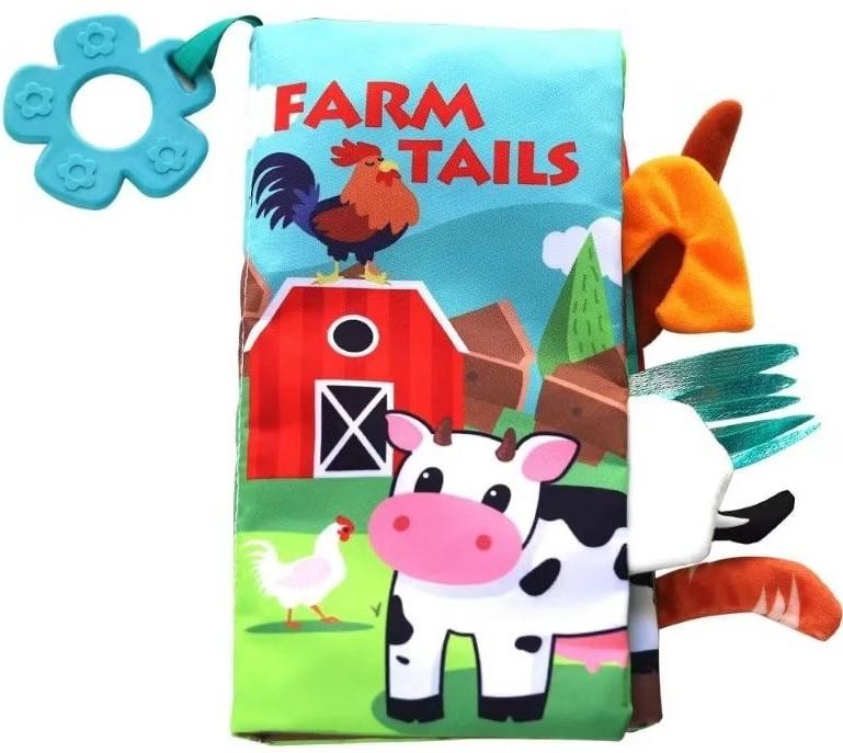 Carte educationala Kikka Boo Cloth book with teether Farm Tails