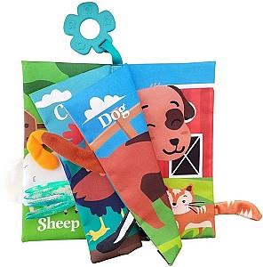 Carte educationala Kikka Boo Cloth book with teether Farm Tails
