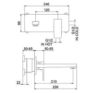 Baterie pentru lavoar Fiore DARK 140 CR 9518