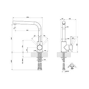 Robinet bucatarie Gessi NEUTRON Matte Black 17155#299