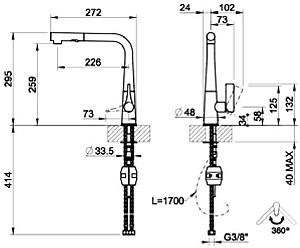 Robinet bucatarie Gessi PROTON Brushed Nickel 17177#149