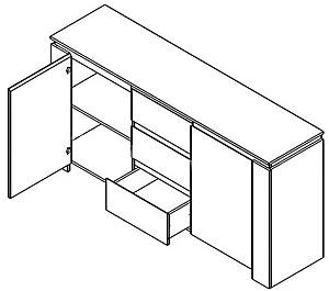 Comoda Yasen Tomas KOM2D3S Stejar Artizan / Negru