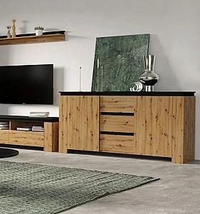 Comoda Yasen Tomas KOM2D3S Stejar Artizan / Negru
