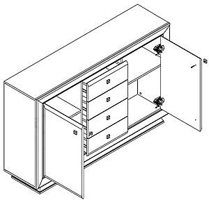 Comoda Yasen Largo Classic KOM2D4S Cașemir