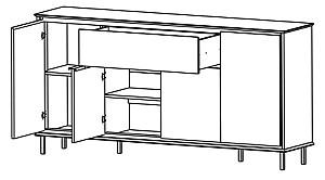 Comoda Yasen Hils KOM4D1S Cașemir / Negru