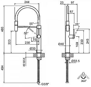 Robinet bucatarie Gessi Black Metal Brushed PVD 60010#707