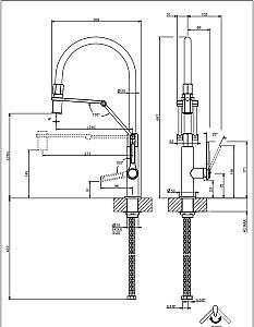 Robinet bucatarie Gessi OFFICINE Black Metal Brushed PVD 60055#707
