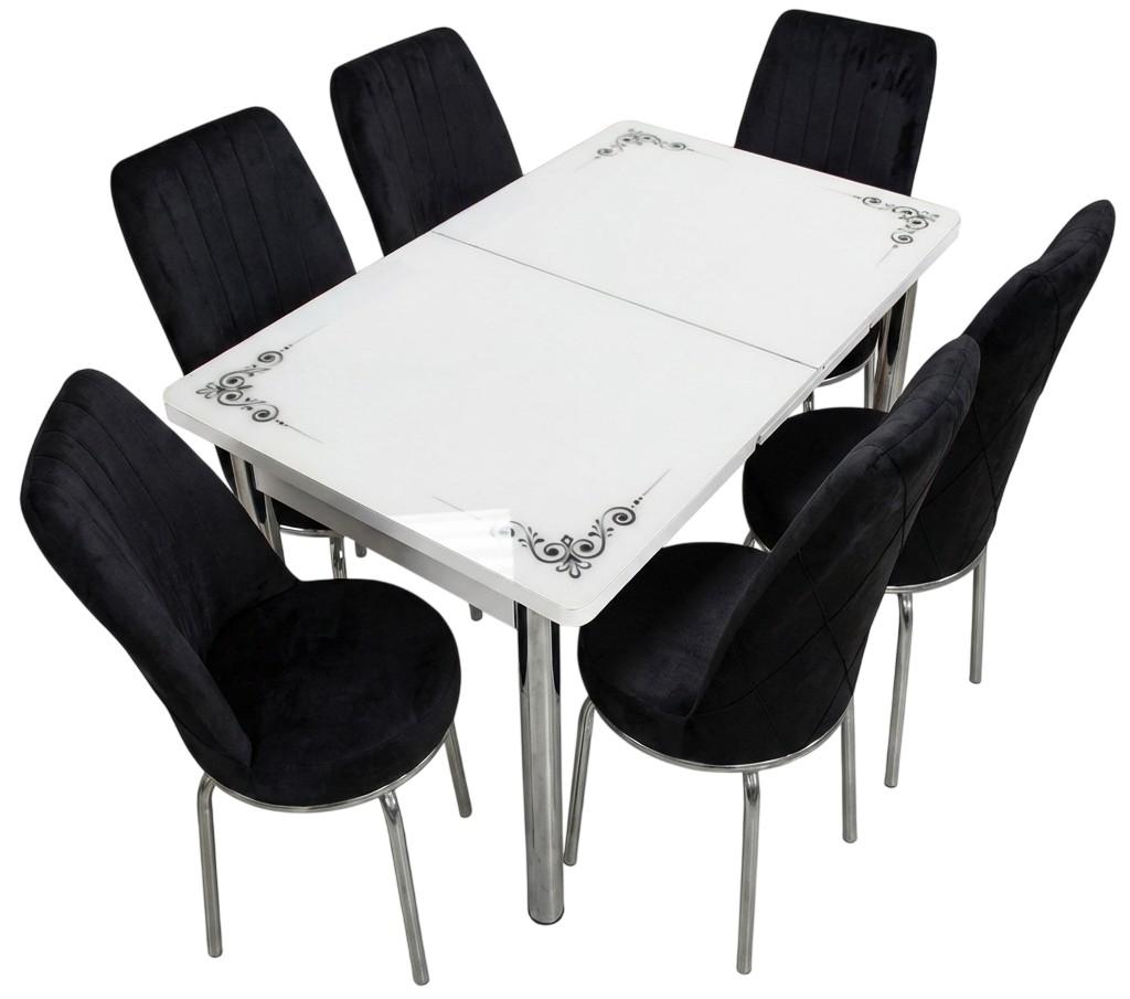 Set de masa si scaune VLM Kelebek Royal + 6 scaune Econom Negru