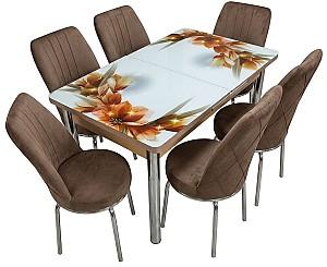 Set de masa si scaune VLM Kelebek Bloom + 6 scaune Econom Maro