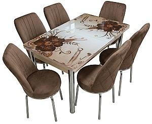 Set de masa si scaune VLM Kelebek Petal + 6 scaune Econom Maro