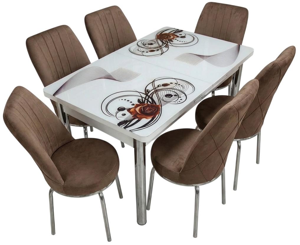Set de masa si scaune VLM Kelebek Roza + 6 scaune Econom Maro