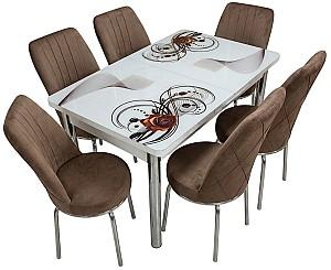 Set de masa si scaune VLM Kelebek Roza + 6 scaune Econom Maro