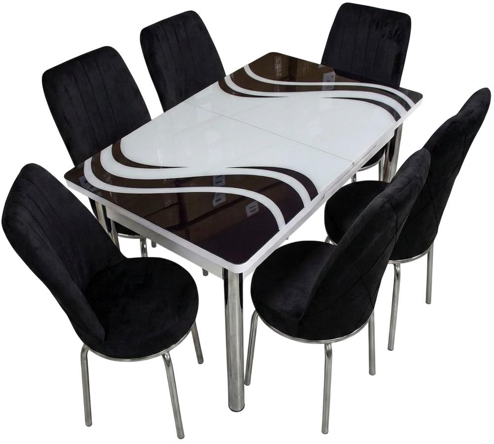 Set de masa si scaune VLM Kelebek Fluid + 6 scaune Econom Negru