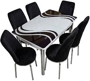 Set de masa si scaune VLM Kelebek Fluid + 6 scaune Econom Negru