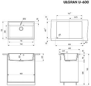 Chiuveta de bucatarie ULGRAN U-600-308 Black