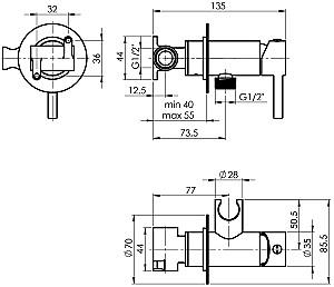 Baterie pentru bideu Rubineta Ultra Black (625127)